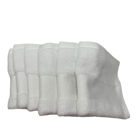 Lauren Ralph Lauren Wescott Sailcloth White set of 6 Wash cloths NWT - Picture 2 of 7